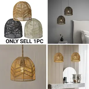 Woven Style Lampshades, Boho Rustic Hanging Light Cover Decorative Ceiling Lamp Shade for Chandelier, Floor Table Hanging Light, Lightweight Construction, securely hung, Living Room Dining Room Indoor Lighting Decor, Design