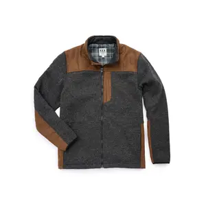 Men's Knit Contrast Full Zip Jacket - Charcoal Gray