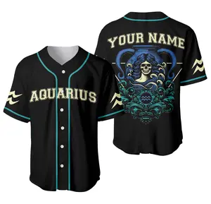 Custom Aquarius Zodiac Baseball Jersey Shirt, Aquarius Birthday T-shirt, Aquarius Gift, Astrology Zodiac Tee, Aquarius Constellation
