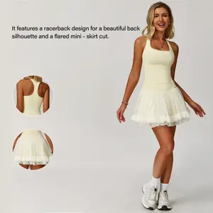 NVWA Women's 2-Piece Sportswear Set - Nylon Blend Draped Top, High-Waisted Ruffled Pocketed Skirt with Pockets, Cooling Quick-Drying Figure-Flattering Stretchable Activewear Fitness Running Wear for Athleisure, Outdoor Fun,summervibes