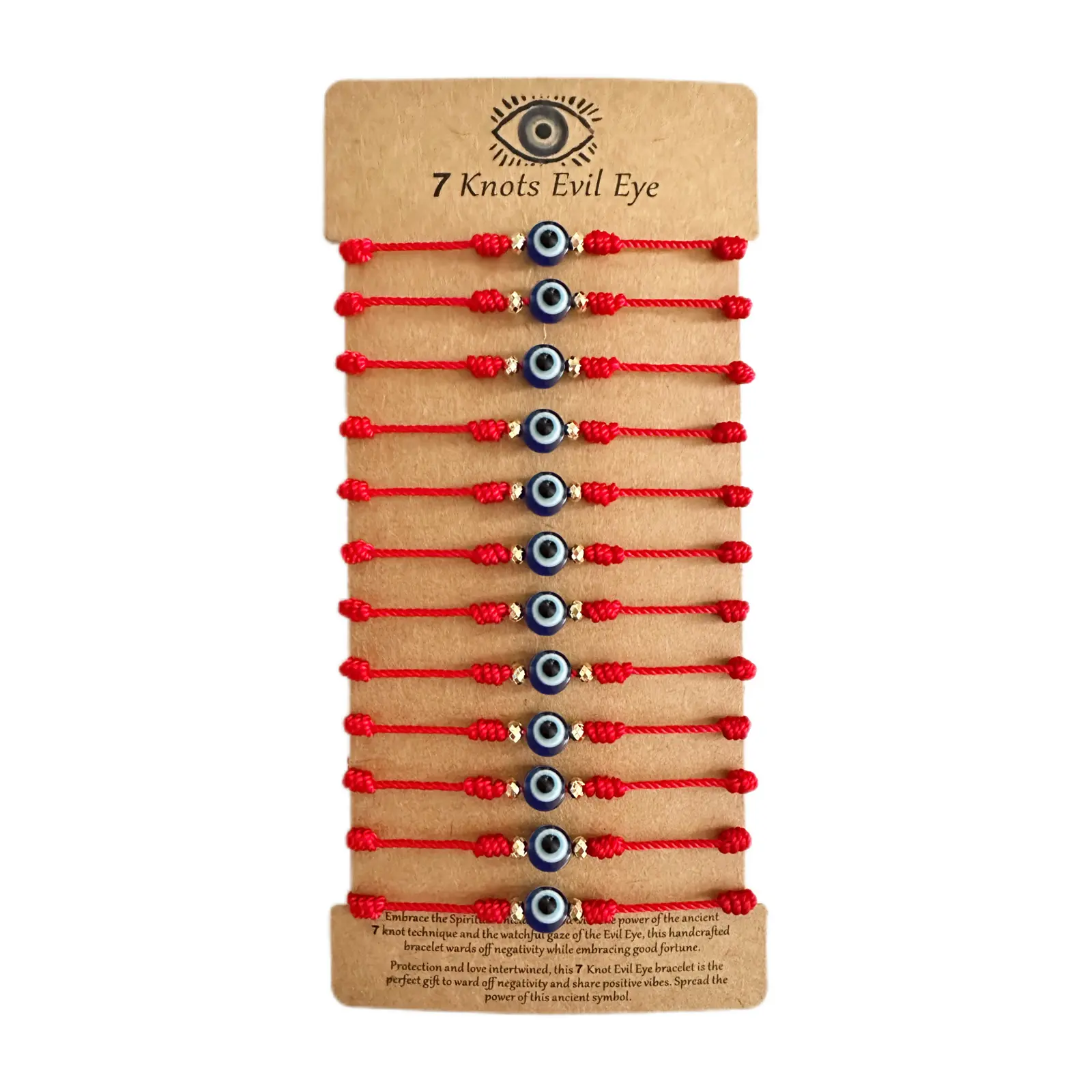 12PCS Evil Eye Amulet Bracelet Set - Red Adjustable 7 Knot Lucky String, Red Knotted Jewelry, Mal De Ojo Bracelets Mexican Bracelets, Gifts for Women & Teens