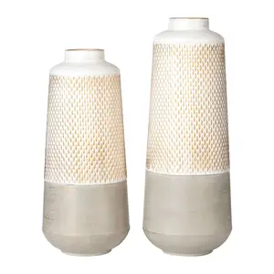 Glitzhome Farmhouse Distressed Table Vases S/2