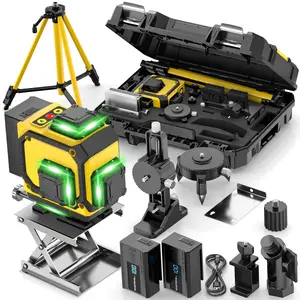 16 Lines Laser Level,  4x360° Green Laser Level With 2pcs Rechargeable Lithium Batteries/ Wall Mount For HOME And Outdoor Building Renovation Work