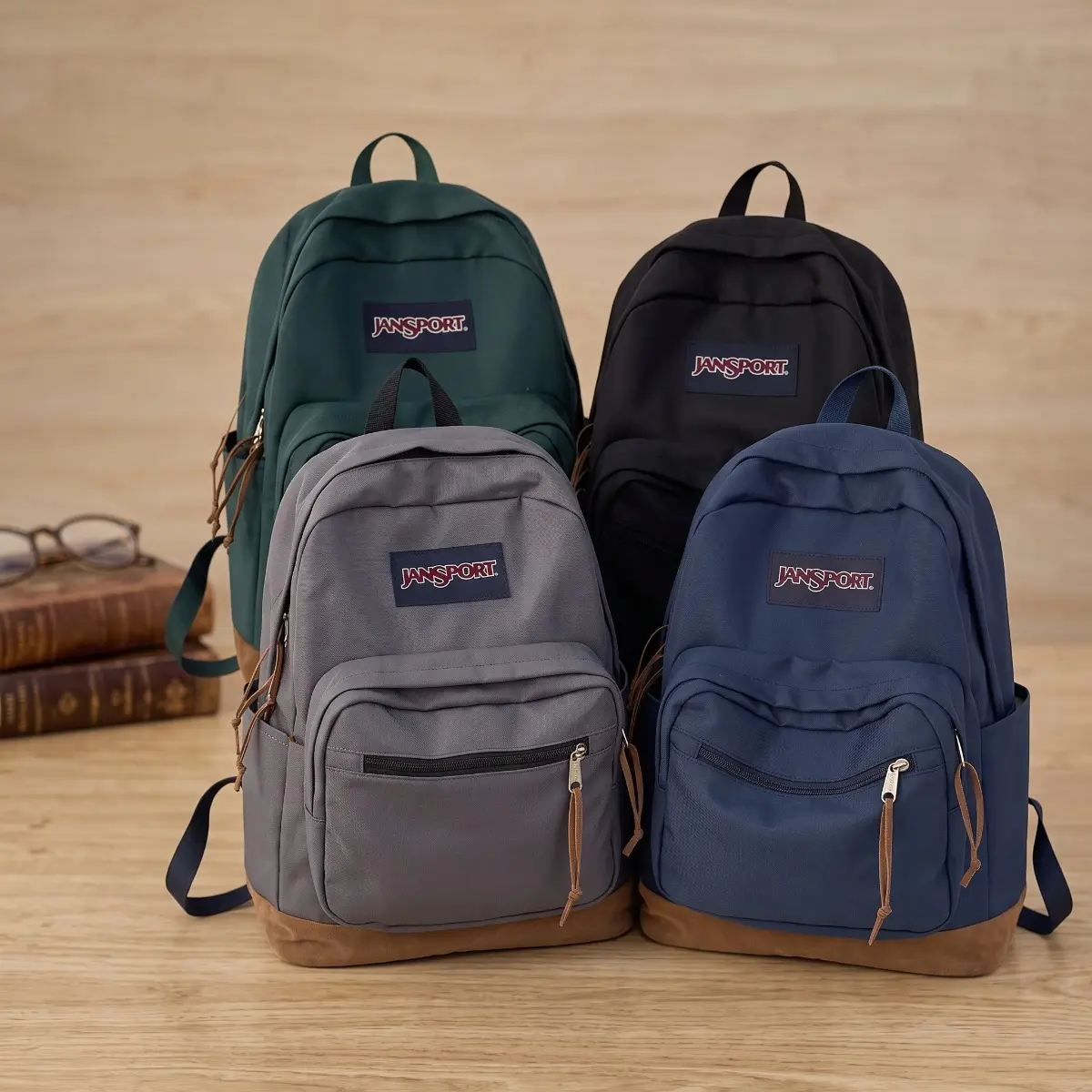 JanSport Vintage Backpack Suede Bottom Classic School Backpack Lightweight Travel Daypack for Men Women Teens