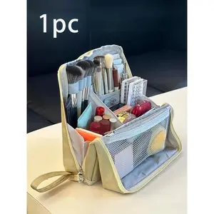 Makeup Bag With Multiple Functions And Large Capacity, Capable Of Standing Upright And Storage Bag Divided Into Zones And Layers, Portable Multifunctional Toiletry Bag, Pencil Case, Suitable For Both Mal, Makeup Organizer PouchGift