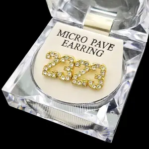 MaxBling81 Unisex 12x12mm Jersey Number 23 Ear Stud Earrings - Iced CZ Bling Bling Design, Gold/Silver Coated, Hip Hop Fashion, Earring for Women Daily Costume Jewelry