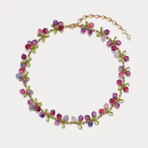 Purple Berry Necklace | Gift for Her, Adjustable, Dainty, Trendy Jewelry