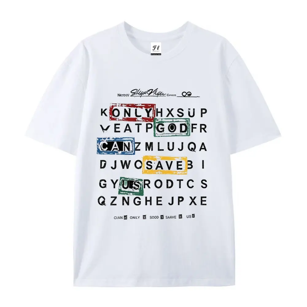Women's Cropped Cotton T-Shirt - Only God Can Save Us Stamp Letter Graphic, Casual Loose Soft Tops, Summer Vintage Fashion Outfit, Valentine Gift for Family Friends
