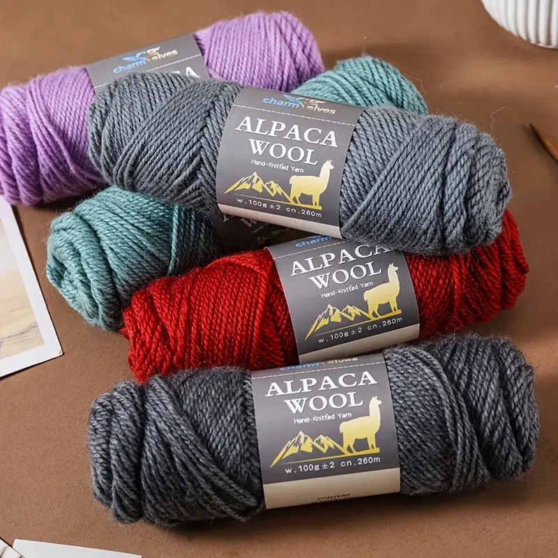 DIY Knitting Supplies 5-Pack 245-Ply Alpaca Yarn, 3.53 oz/Pc Assorted Colorful Multi-Strand Rainbow Yarn for Fall-Winter Warm Sweaters, Scarves, Knitting Craft Kit, Assorted Yarn Yarn