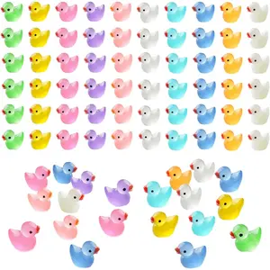 Household daily necessities 60 Pcs Tiny Duck Figures Glow in The Dark Mini Resin Duck Luminous Miniature Ducks Bead for Garden Landscape Aquarium Decoration(Luminous)