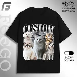 Feego Custom Retro Dog Cat Bootleg Shirt, Dog Cat Bootleg Retro 90's Tee, Custom Pet Photo, Custom Pet Portrait, Dog Cat Owner Gift, Pet Lovers Gift, US14 Menswear Top Streetwear shirts  women