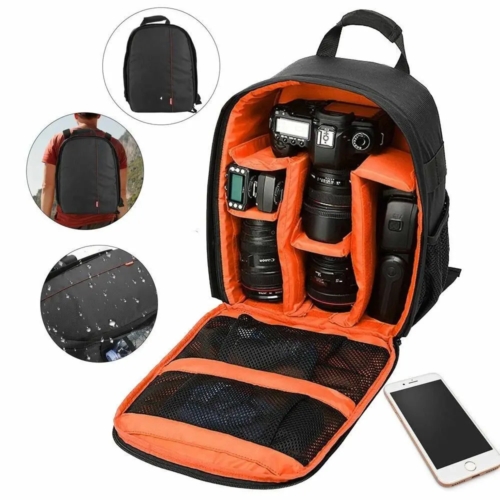 Waterproof Camera Backpack - Portable Shoulder Bag Case with Flash, Sponge, Memory Card, and Lens Storage for Canon, Nikon, Sony DSLR Digital Cameras, Camera Accessories, Adjustable