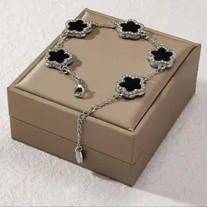 Cubic Zirconia Clover Charm Bracelet