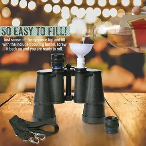 Double Barrel Flask Series Secret Wine Containers with dual barrel design, 16 oz capacity, perfect for parties, events and travel - easy to clean, includes nylon straps and funnel