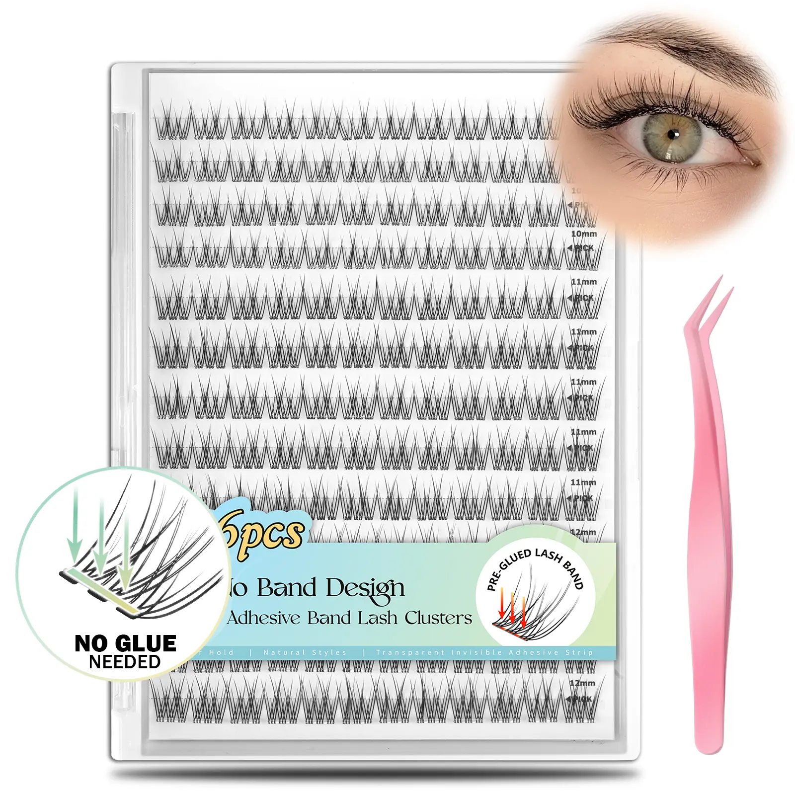 156PCS Self Adhesive Eyelashes 156 pcs No Glue Need Lashes Easy Application Makeup