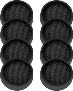 8PCS Round Rubber Furniture Feet Cover, 2x2 Inch Furniture Pads, Caster Cups, with Anti-Sliding Floor Grip, Floor Protectors, Black Table Leg Caps, for Bed, Chair, Sofa, Recliner, Desk, Table