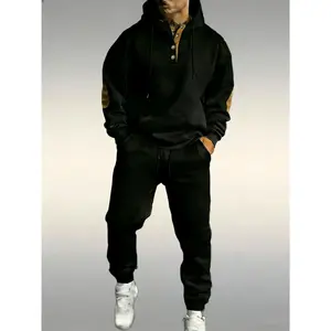 Men's casual fashion suit knitted jacquard sweatshirt and pants two-piece set