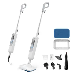 AUKACI F2 12-in-1 Multi Surface Steam Mop, Powerful Handheld Detachable Steam Cleaner with 360ML Tank, 15FT Power Cable, Storage Organization for Hardwood, Tile Cleaning - White