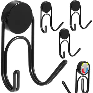 Magnetic Hooks 304 Stainless Steel Hooks Heavy Duty Magnets Hanging Hooks for Refrigerator Grill Toolbox Outdoor,Cruise Essentials Camper Accessories,4pack(Black,1.1in-2 40Lbs) Iron Organiser Round Water Proof grip Cabinet Face Frame Clamps