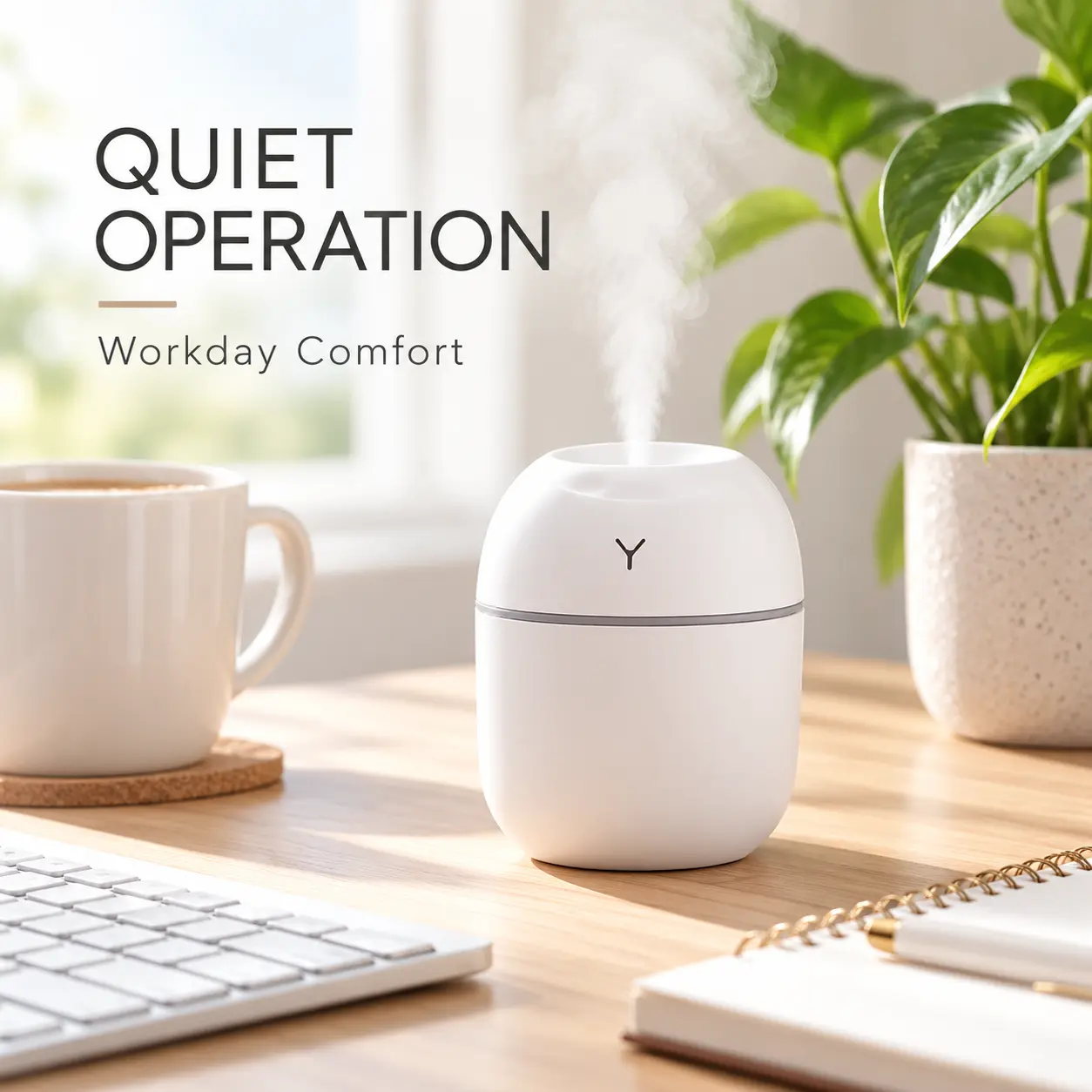 Mini Cool Mist Humidifier, 220mL Portable USB Desktop Humidifier with Continuous & Intermittent Spray Modes, Easy Refill Small Personal Humidifier for Bedroom, Home Office, College Dorm, Bedside Table, Pink or White