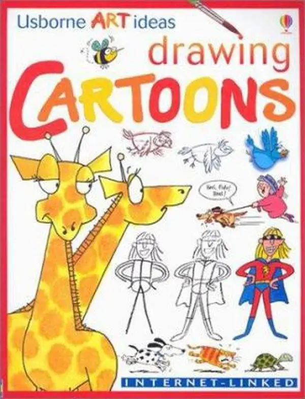 Used Book - Drawing Cartoons: Internet-Linked (Usborne Art Ideas) by Anna Milbourne, English Paperback for Learning Drawing Cartoons with Inspiration, Different Techniques, Comic Strip Creation & Watercolor Painting