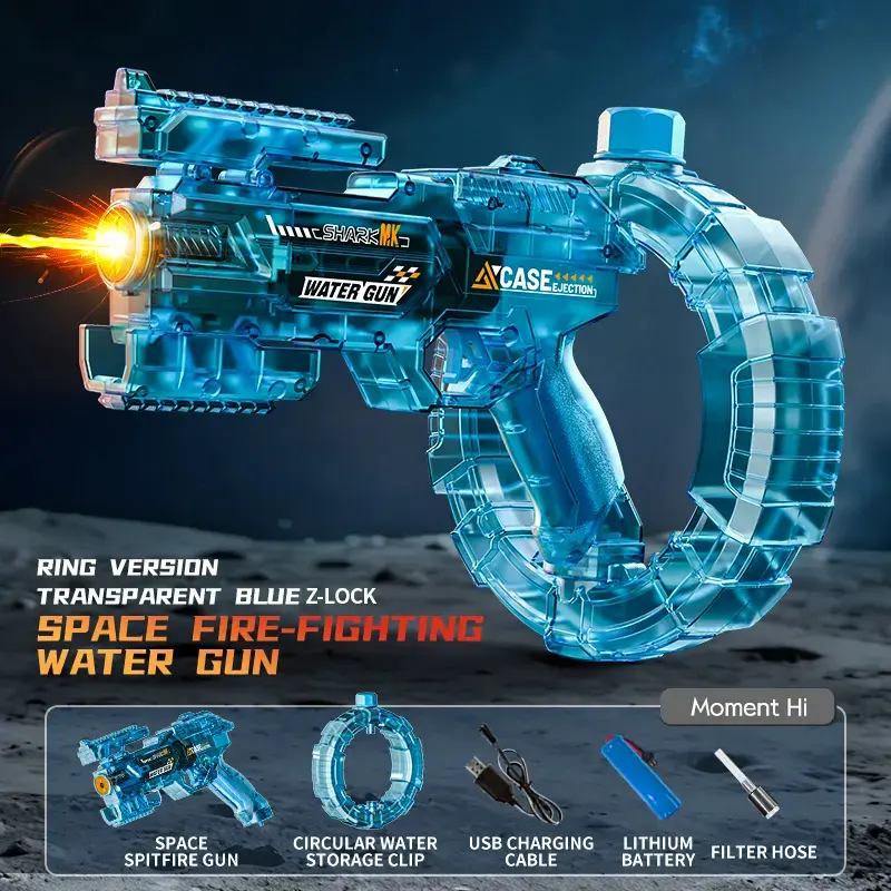 Electric Water Gun with Light Effects, Automatic Continuous Fire Splash Toy for Adults and Kids, Summer Beach & Pool Party Sprayer, Lithium Battery Included, Electric Water Blaster #GLOBAL PICKS
