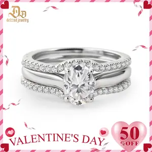 Delzzad 1.8ct Heavenly Nest Ring Engagement Ring Triple Stacking Ring VVS Synthetic Moissanite Ring Jewelry Copper Band Perfect Birthday Engagement Wedding Anniversary Christmas Valentine's Day Gift