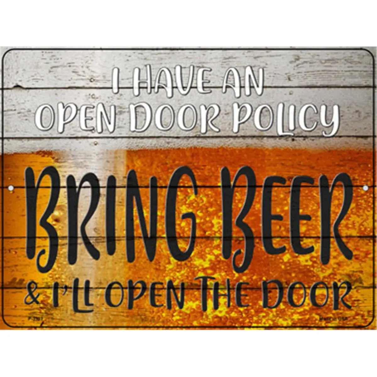 212 MAIN Smart Blonde Rectangular Polished Metal Parking Sign - 9x12 in. Durable Customizable Aluminium Weatherproof Glossy Automobile Outdoor Decor, "I Have an Open Door Policy" Lightweight Accessory, Weather Resistant
