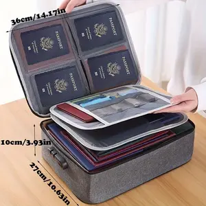 Secure Fireproof Document Holder with Lock and Money Pocket - Multi-layer Storage for Documents, Passports and Certificates - Portable Organizer for Home, Office, and Travel - Files Organizer
