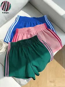 Women's Quick-Dry Breathable Sporty Shorts, Loose Fit Elastic Waist Summer Casual Pants, Y2K Fashion Stripe Home Wear