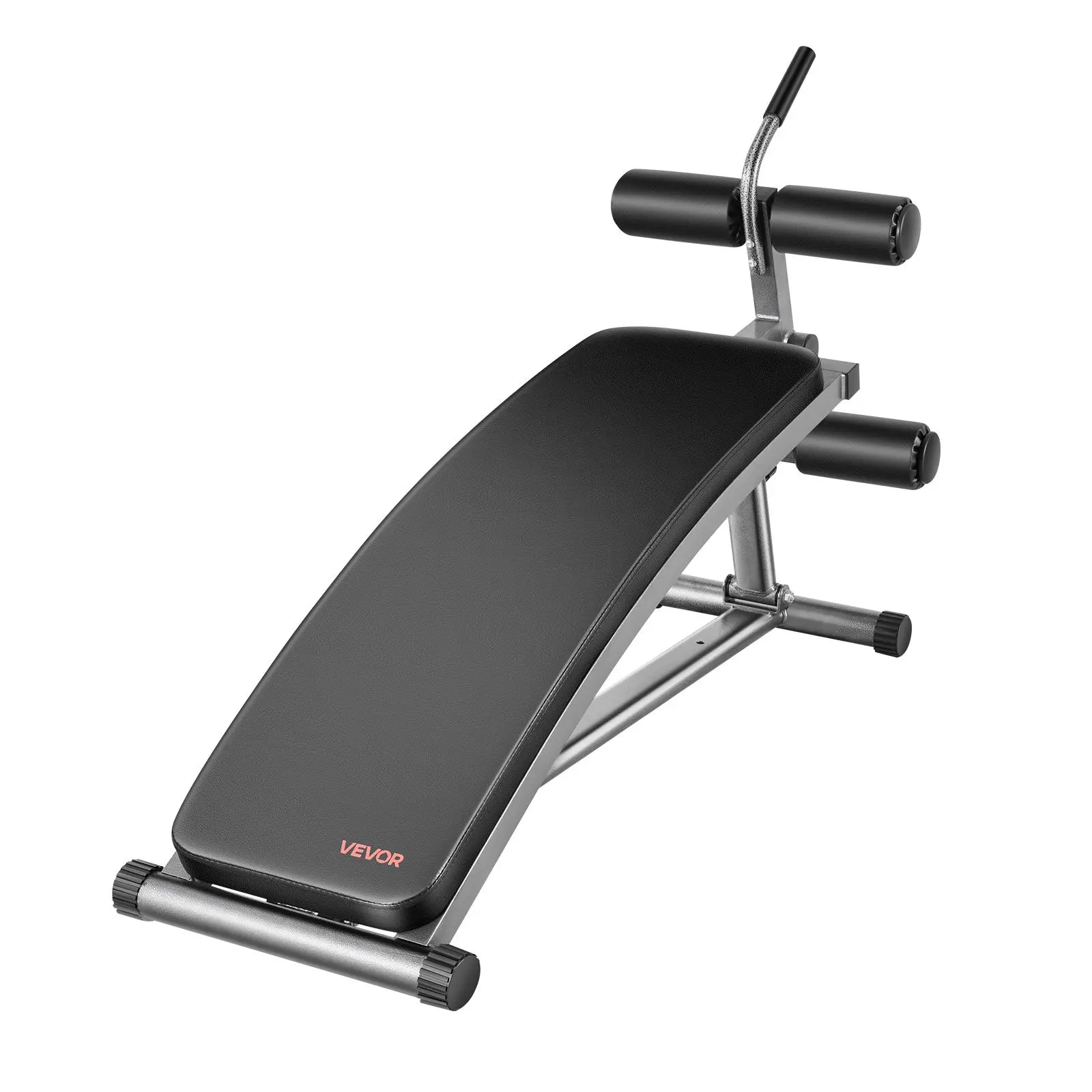 VEVOR Sit Up Bench - Curved Decline Ab Bench with Reverse Crunch Handle, Foot Hook, 6 Adjustable Heights, Heavy Duty Steel, 600 Lbs Capacity, Strength Workout Equipment for Home Gym Full Body Resistance Training, Pressure & Fatigue Reducer#BackToSchool