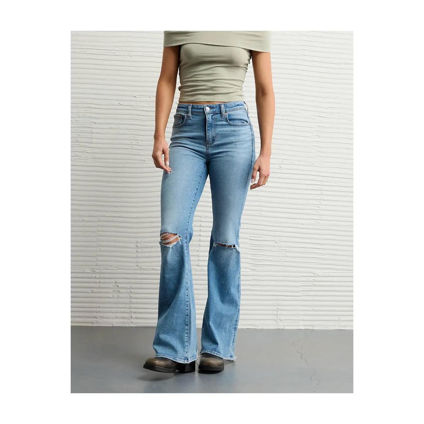 AE Next Level Ripped Super High-Waisted Flare Jean