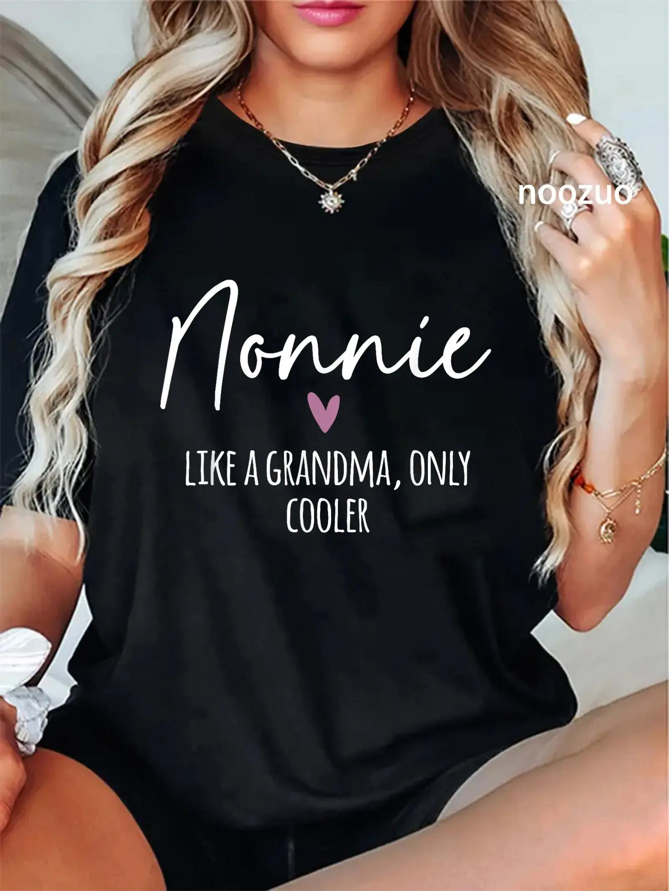 100% Cotton Nonnie Like A Grandma Only Cooler Heart Mother's Day Nonnie T-Shirt