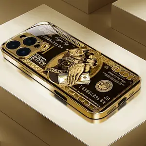 New 2025 Release Creative Wealth Holding Suitable for iPhone Ultra-thin Hot-selling Creative Electroplated Tempered Glass Phone Case Suitable for iPhone X/17/12/13/14/15/16/17/plus/pro/promax, Provides Anti-drop, Anti-scratch, and Anti-shatter Screen Prot