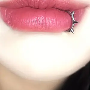 4pairs Non-Piercing Fake Lip Jewelry Set - Clip-On Lip Cuffs, Faux Snake Bite Hoops, Double Hoop Snakebite Lip Rings | Halloween Vampire Teeth Fangs Style Lip Accessories