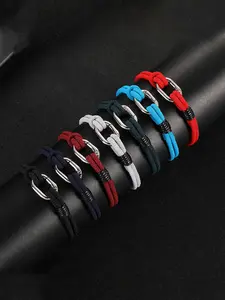 Men's Braided Rope Bracelet, Minimalist Nautical Style, Adjustable Buckle, Durable Handmade Knot Wristband, Daily Wear, Fitness Gift