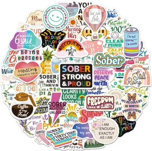 200 PCS Sober Stickers, Positive Sobriety Stickers for Women Men Adults Teens, Vinyl Sober Decals for Laptop Water Bottle Planner Luggage