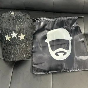 Rock Star Barbas Hats with White Stars on Black Textured Fabric for Stylish Outfits