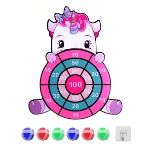 Cartoon Dart Board Target Sports Throwing Game Toys Set With 6 Sticky Balls Indoor/outdoor Fun Party Games Gift