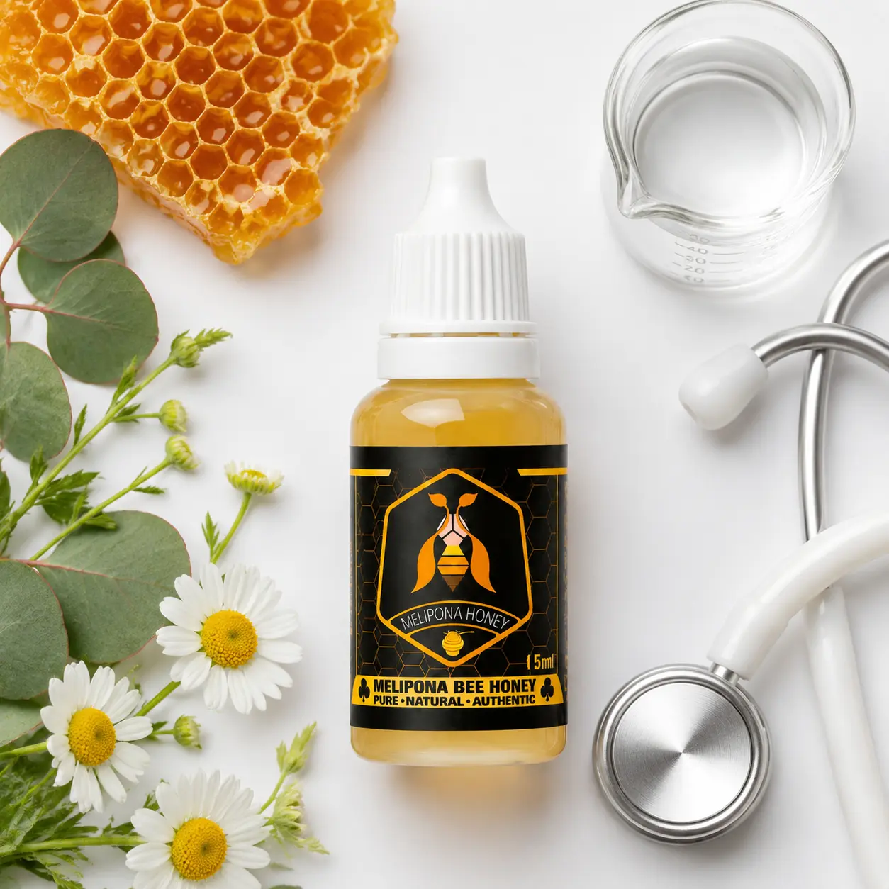 Melipona Honey, Jimerito Honey,Stingless Bee Honey, Jimerito Honey,Meliponini Honey, Miel Melipona, Original, Authentic, Natural, Sweet Flavor, 15ML