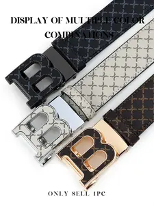 Men's Business Fashion Letter Design Belt, Casual Waistband for Jeans Trousers, Trendy All-match & Exquisite Belt for Birthday Gift, Street Style Belt