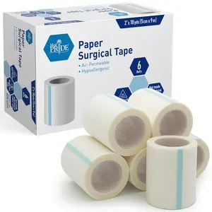 Hypoallergenic Latex Free Paper Tape 2in X 10yds Breathable for Sensitive Skin Wound Dressing Tape (6 Count (Pack of 1) White)