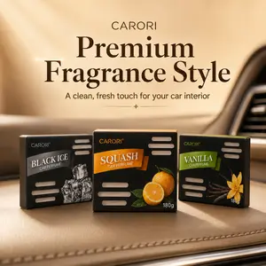 CARORI 180g Car Gel Air Freshener - 90+ Days Long-Lasting, 3 Signature Scents (Black Ice, Squash, Vanilla) - Car Interior Accessory for Daily Use, Creates Cleaner Fresher Atmosphere for Bedroom Bathroom