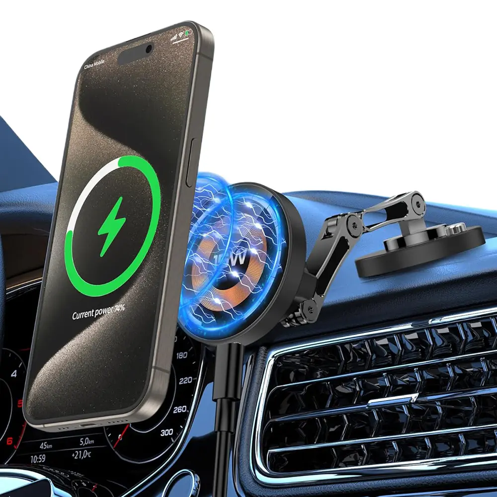 MagSafe Car Phone Mount Wireless Charger - 15W Dashboard & Windshield Holder, Universal for iPhone 17/16/15/14 Pro Max Plus, MagSafe Car Charger Mobile Phone Accessories, Car Mount Mobile Phone Accessories