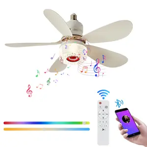 Ceiling Fans with RGB Lights - Flush Mount Ceiling Fan Light with LED，Bluetooth Speaker Dimmable, Modern Low Profile Ceiling Fans for Indoor Party tiktokshopspringglowup