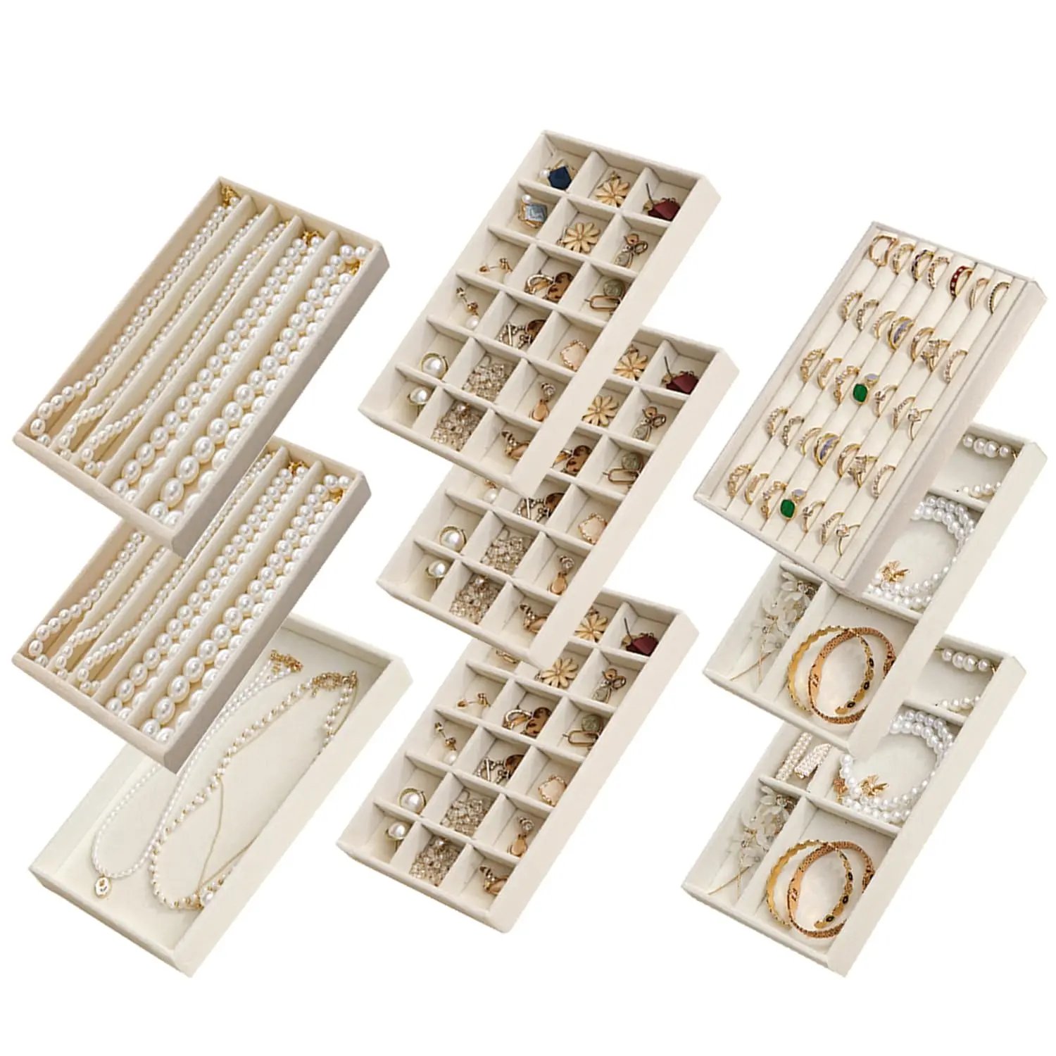 A Set of 9/8 Pcs Jewelry Drawer Organizer Inserts,Velvet Jewelry Trays for Drawers,Storage for Earring,Ring,Necklace,Watch,Bracelet,Halloween Christmas Party Father's Day Gift,Tools & Hardware