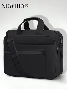 15.6 INCH EXPANDABLE LAPTOP BRIEFCASE WATER RESISTANT CANVAS BUSINESS BAG WITH ADJUSTABLE SHOULDER STRAP, BLACK, BLUE, GREY, Waterproof Bag, Travel Essentials