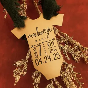 Going Golden Personalized Baby Stats Onesie Ornament Custom Newborn Keepsake Gift