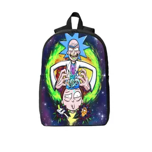 Rick and Morty " Laptop Backpack, Durable Polyester with Breathable Shoulder Straps, Two-Way Zippers & Side Pockets, Ideal for School, Travel & Fans