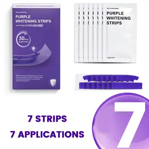 Purple Teeth Whitening Strips-14 strips 7 Whitening Sessions for 30min - Safe for Enamel - Non Sensitive Teeth Whitening - Peroxide-Free - Daily Oral Care, Yellow Teeth Stain Correction & Effective Colour Enhancement